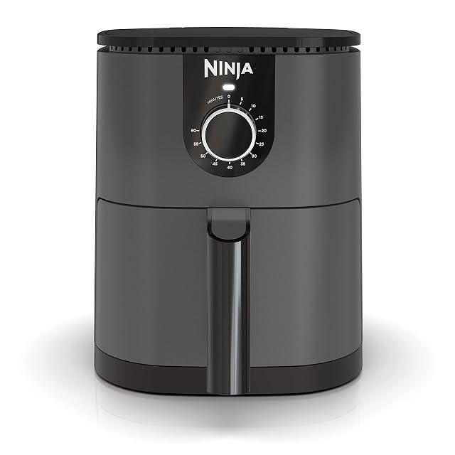 Ninja AF080 Mini Air Fryer 2 Quarts Capacity Compact Nonstick with Quick Set Timer Grey