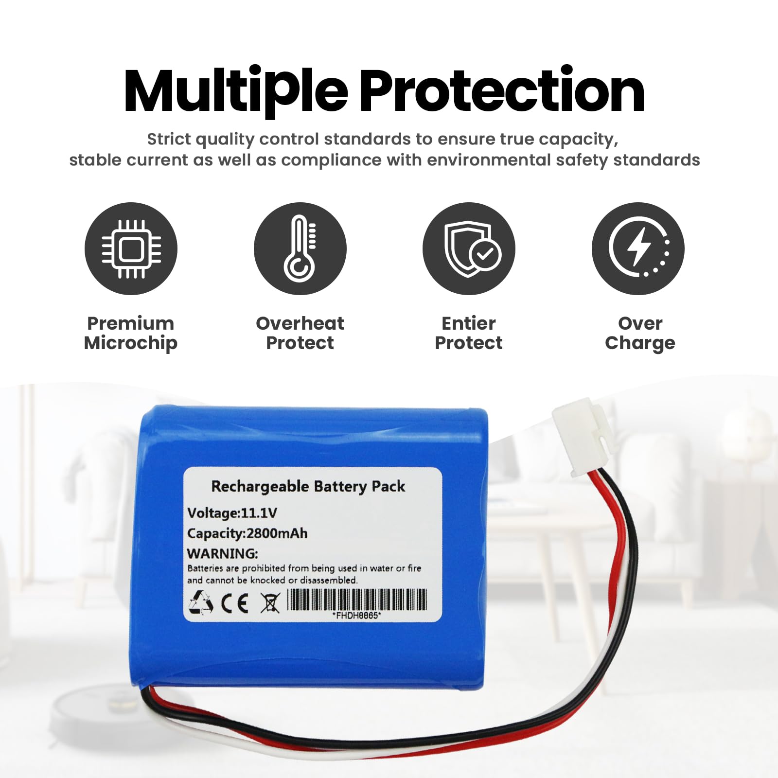 Batterie 700mAh TECHTEK Pour Ecovacs Winbot W1 Pro, W880 - Remplace 201-1907-0302