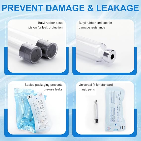10 Pack 3ml Pen Cartridge, Cartridges for Peptide, V1-V2 Pens, Individually Wrapped (10)