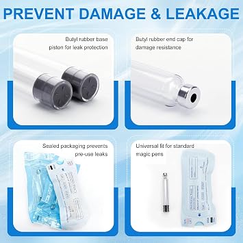 10 Pack 3ml Pen Cartridge, Cartridges for Peptide, V1-V2 Pens, Individually Wrapped (10)