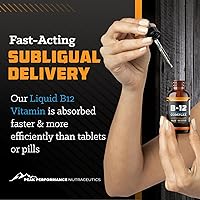 Vista 4 de Gotas sublinguales de vitamina B12. Suplemento dietético líquido de metilcobalamina para una energía constante y aumentada. Las vitaminas B12 son