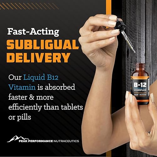 Miniatura 4 de Gotas sublinguales de vitamina B12. Suplemento dietético líquido de metilcobalamina para una energía constante y aumentada. Las vitaminas B12 son