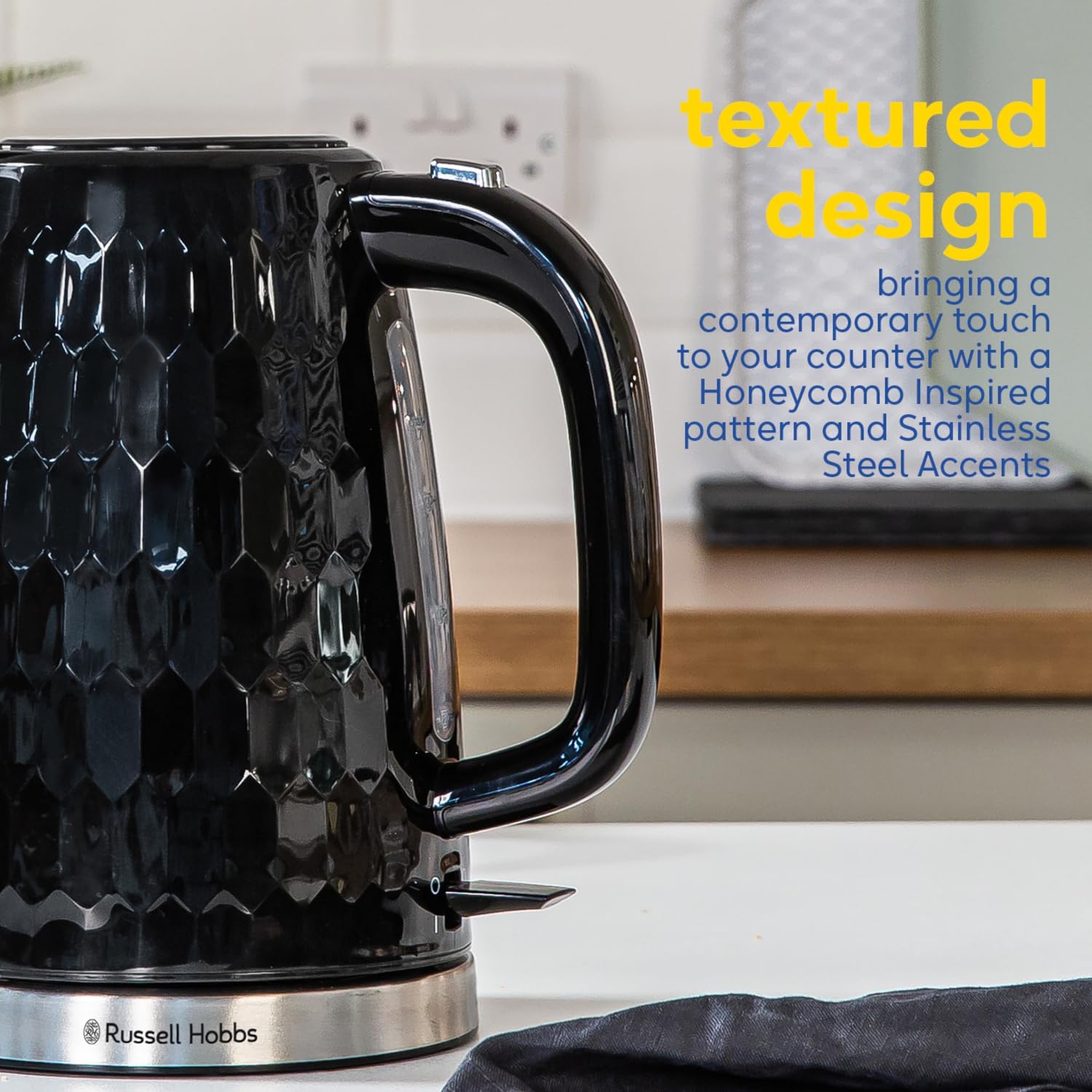 Honeycomb Electric 1.7L Cordless Kettle (Fast Boil 3KW, Black… thumbnail 4