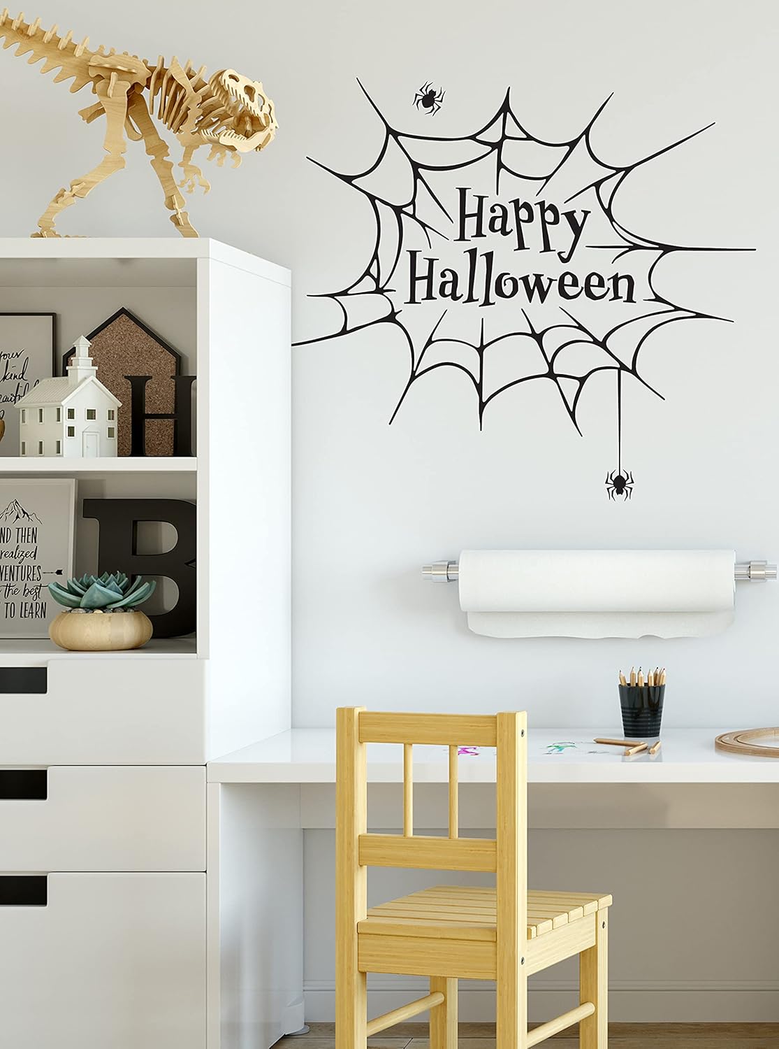 Happy Halloween Spider Web Wall Decal