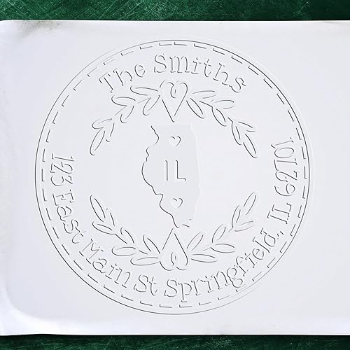 Miniatura 399 de Round State Love - Sello de dirección de devolución para Texas, uso con almohadilla de sello, mango de madera, sello de dirección de Texas