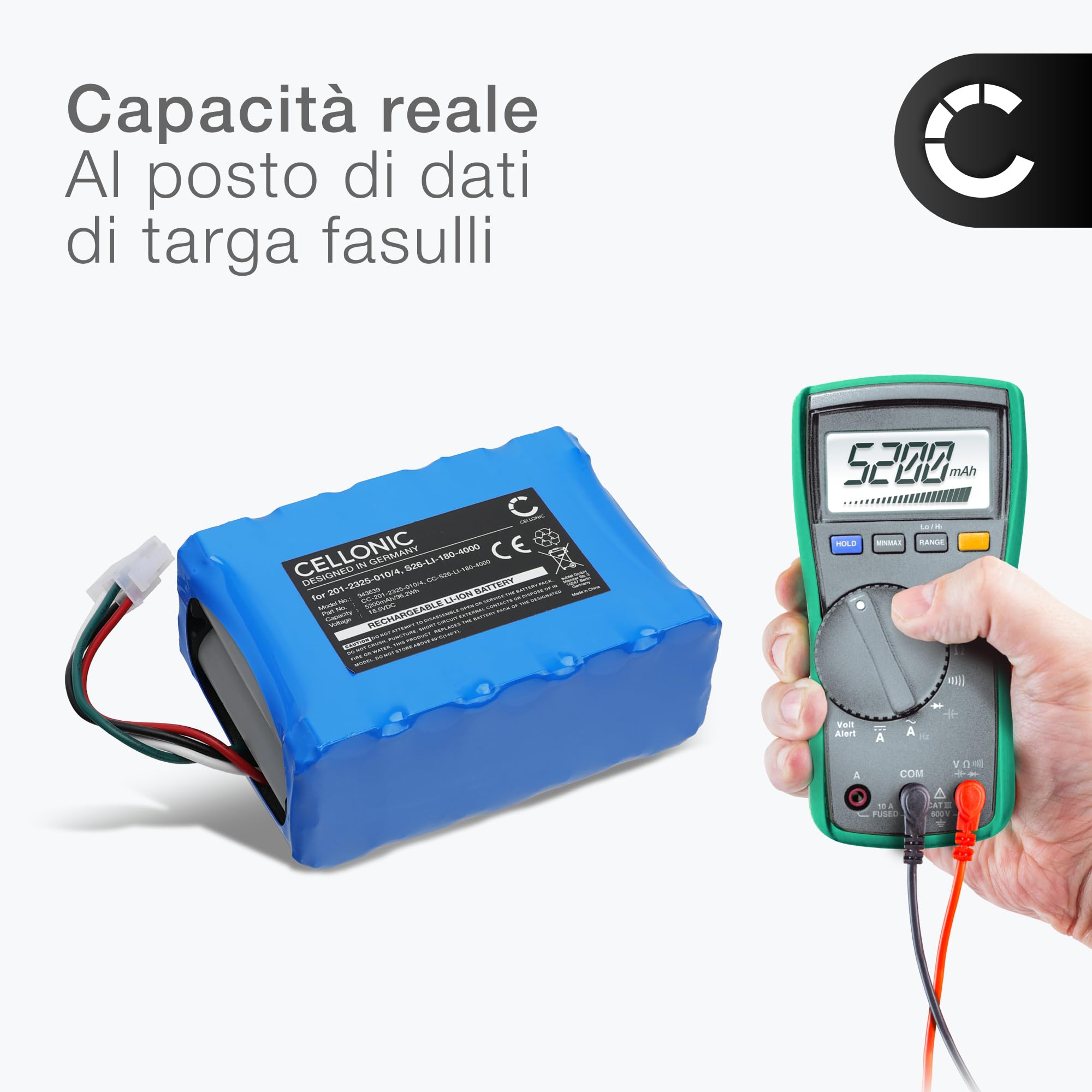 CELLONIC 1x Batteria per Giardino Compatibile con ECOVACS Goat O800 RTK, GOAT G1, GOAT G1 1600, 201-2201-0903 – (5200mAh, 18.5V)