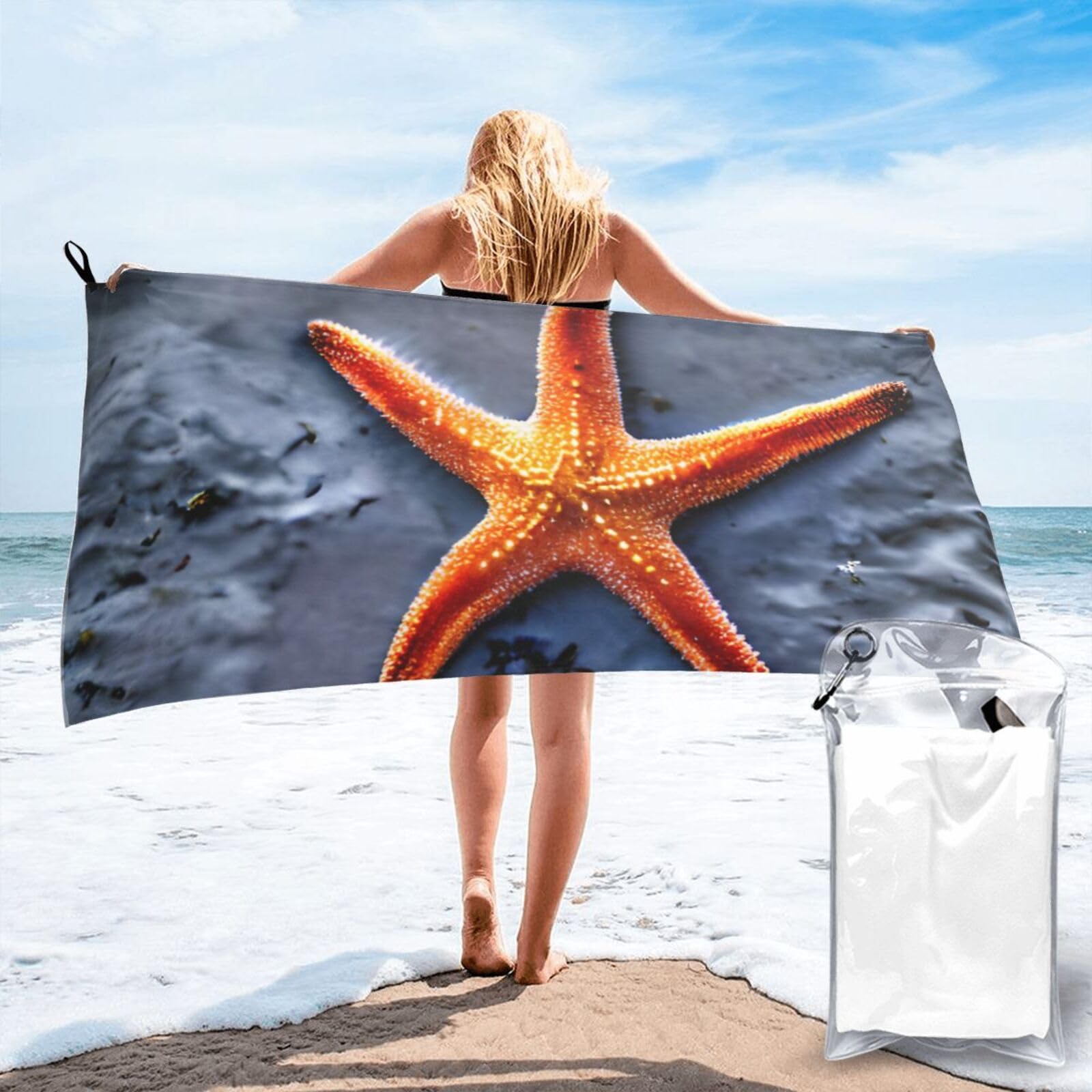 pojknbv Beach Starfish Print Travel Gym Towel For Beach Camping Hiking Yoga Lightweight Reusable Versatility
