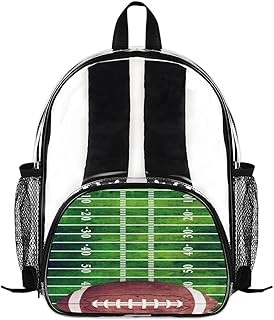 GzLeyigou Mini mochila transparente padrão de campo de futebol à prova d'água bolsa de ombro de PVC transparente bolsa escolar mochila de viagem casual para trabalho, viagens, shows, praia e esportes, Padrão de Campo de Futebol