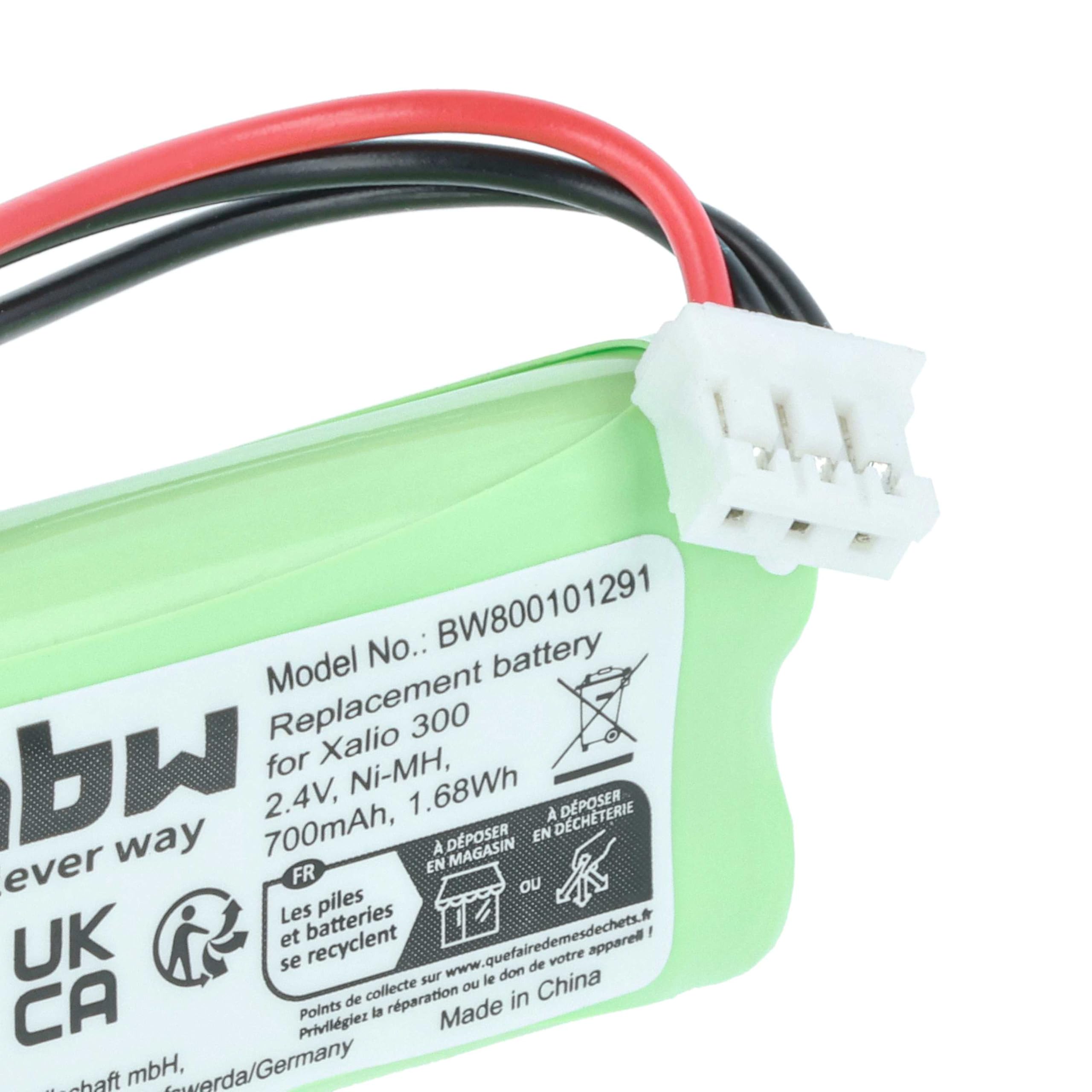 vhbw NiMH akumulator 600 mAh (2,4 V) do bezprzewodowego telefonu stacjonarnego Philips Xalio 300, 300 DECT jak 2HR-AAAU, H-AAA600X2, H-AAA500X2.