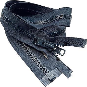 YKK #10 Large Molded Plastic Reversible Pull Double Tab Metal Slider Jacket Zipper Separating Color Navy #560W Choose Your Length - Made in The United States 5" Inches
