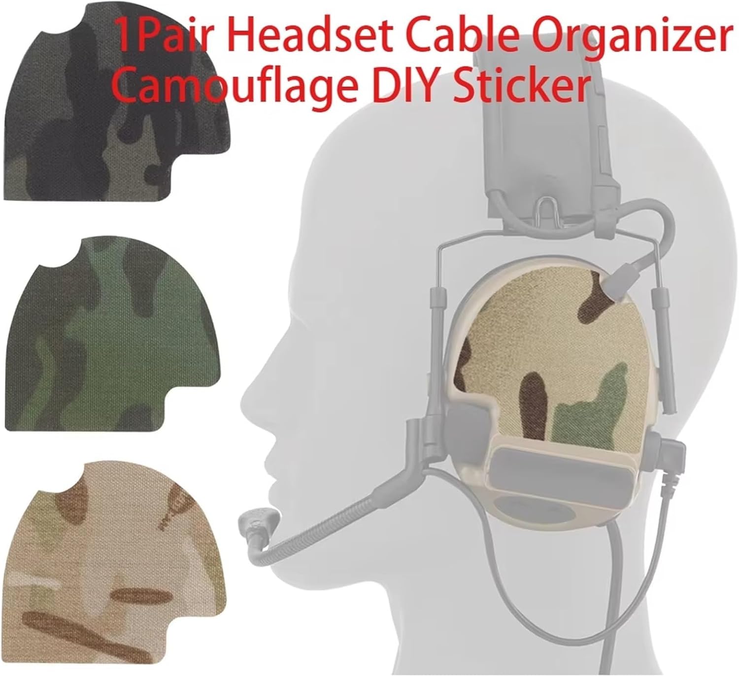 Tactical Modular Headset Decorative Sticker Cover Patch with Hook & Loop for Tactical Earmuffs Accessories