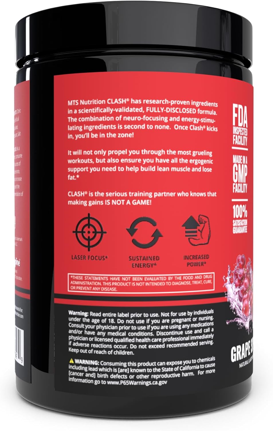 MTS Nutrition Clash Pre Workout Powder Grape Splash - Pre Workout Energy with Creatine + 250mg Caffeine and Beta-Alanine Performance Blend - Powered with VitaCholine - 20-40 Servings - Image 4