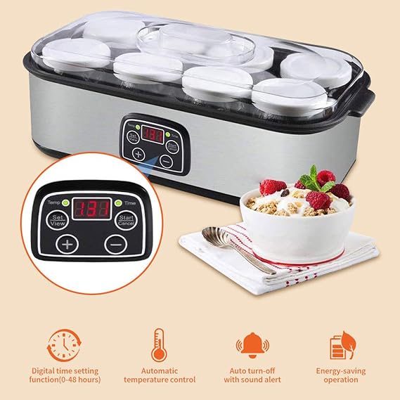 Yogurt Maker Machine, Probiotic Yogurt Motor, Yogurt Maker with Adjustable Temperature and Control, Multi-Function Electric Yogurt Machine, Yogurt Jar with 8 Lids Suitable for Kitchen Home (1 pc)