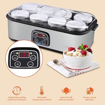 Yogurt Maker Machine, Probiotic Yogurt Motor, Yogurt Maker with Adjustable Temperature and Control, Multi-Function Electric Yogurt Machine, Yogurt Jar with 8 Lids Suitable for Kitchen Home (1 pc)