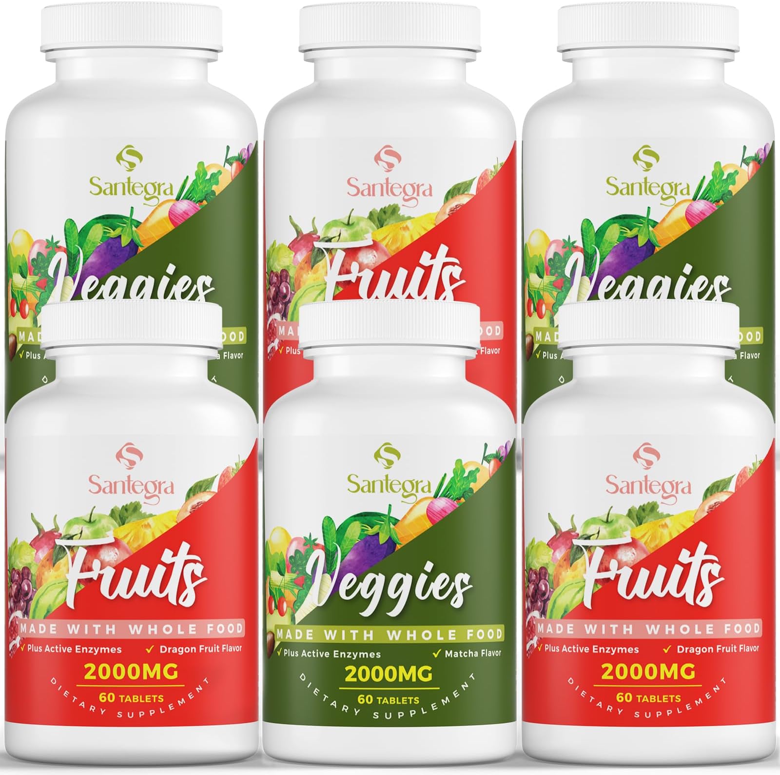 2000 MG Fruits and Vegetables Supplements, Natural Balance Over 35+ Fruits and Vegetables, 100% Whole Food Superfoods Fruit and Veggies Supplement, Energy Balance, Sugar-Free, Vegan, 360 Tablets