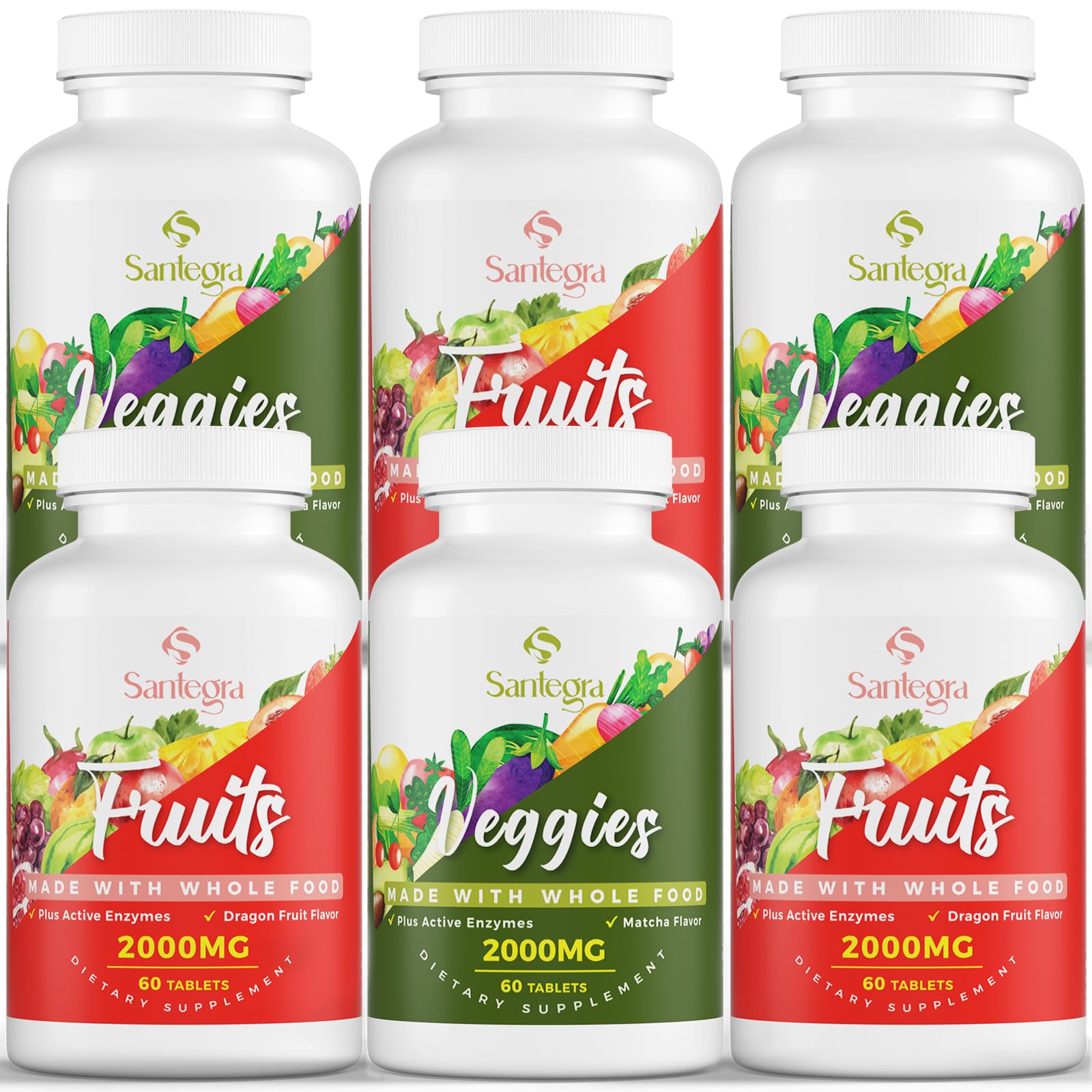 2000 MG Fruits and Vegetables Supplements, Natural Balance Over 35+ Fruits and Vegetables, 100% Whole Food Superfoods Fruit and Veggies Supplement, Energy Balance, Sugar-Free, Vegan, 360 Tablets