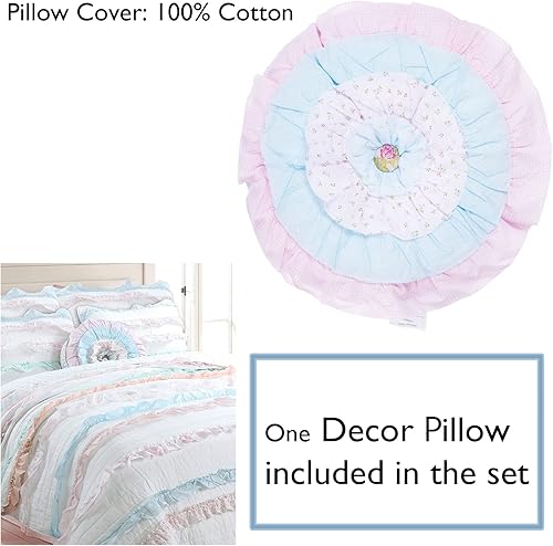 Miniatura 9 de Cozy Line Home Fashions Juego de edredón reversible de encaje floral a rayas 100% algodón, reversible, color rosa, lila, morado, colcha reversible