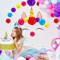 Vista 5 de Hsei 19 piezas de flores de papel crepé mexicano para decoración de fiesta del Cinco de Mayo, flores de tejido mexicano para tacos, martes, eventos