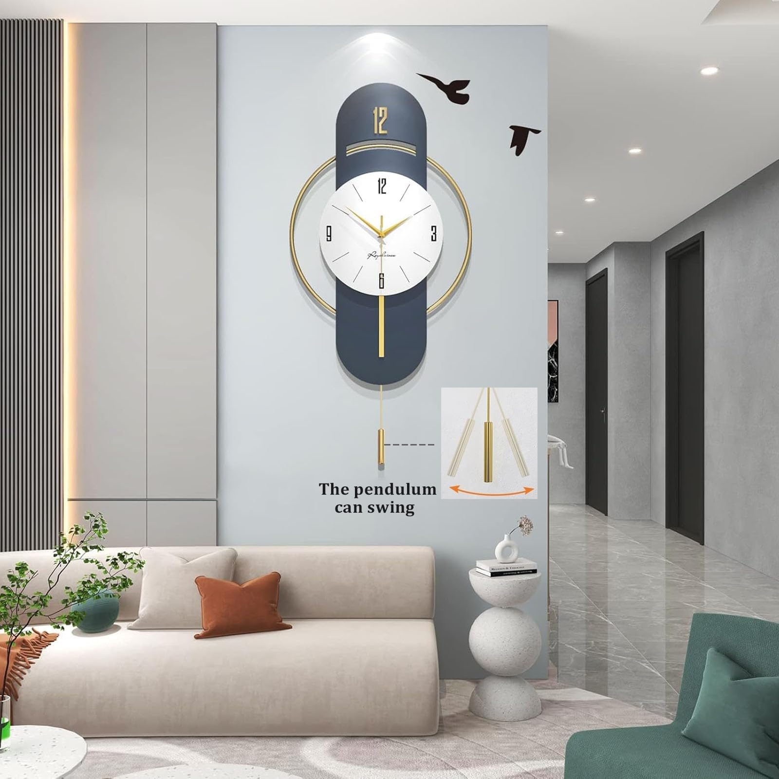Reloj de Pared Moderno, Relojes De Pared Grandes, Decoración Moderna, Reloj, Creatividad, Metal, Péndulo Silencioso, Cuarzo