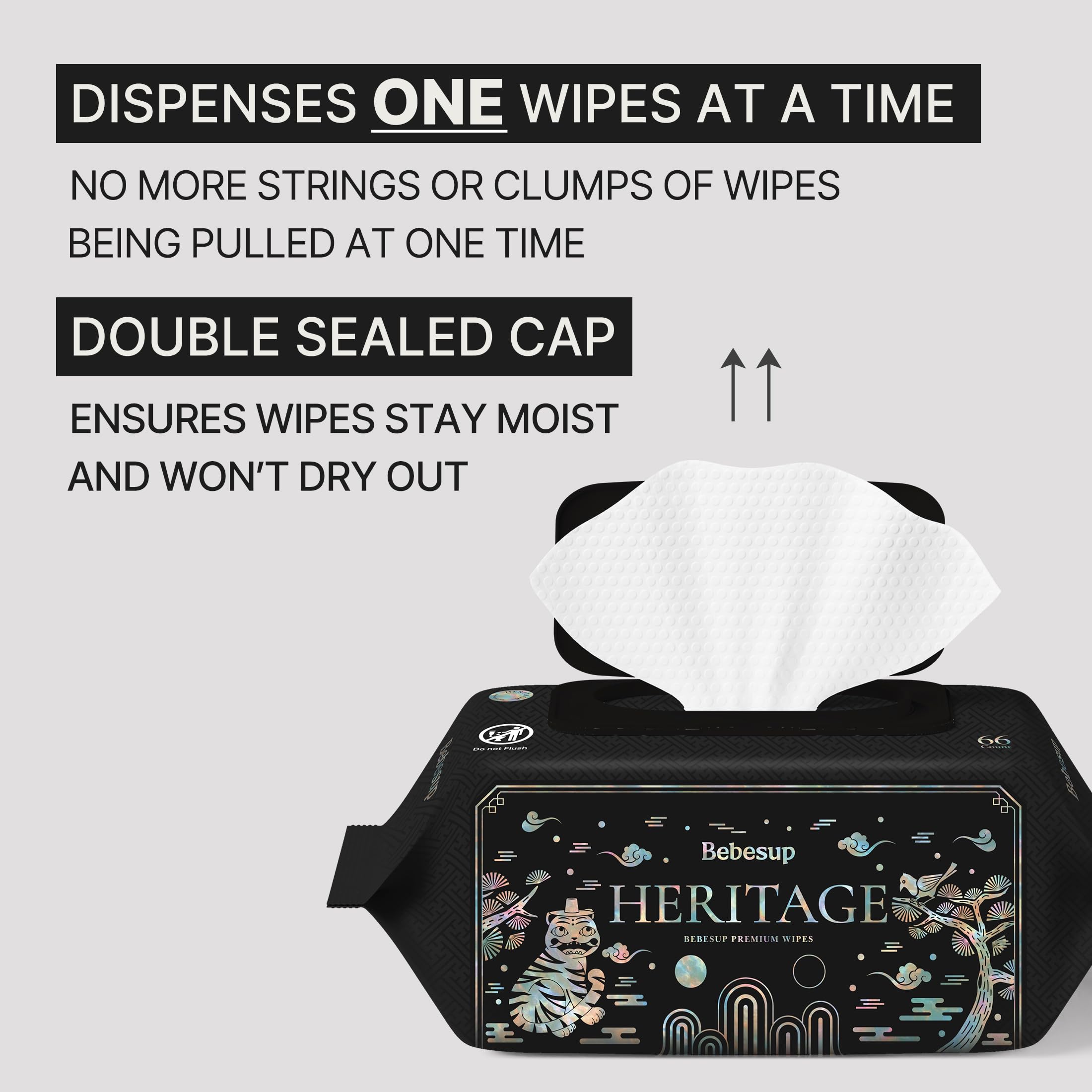 BEBESUP - Korea's #1 Black Edition – Hipoalergénico a base de agua, sin perfume, sin alcohol, ultra grueso, extractos de semillas orgánicas a base de plantas para pieles sensibles, 528 unidades (8