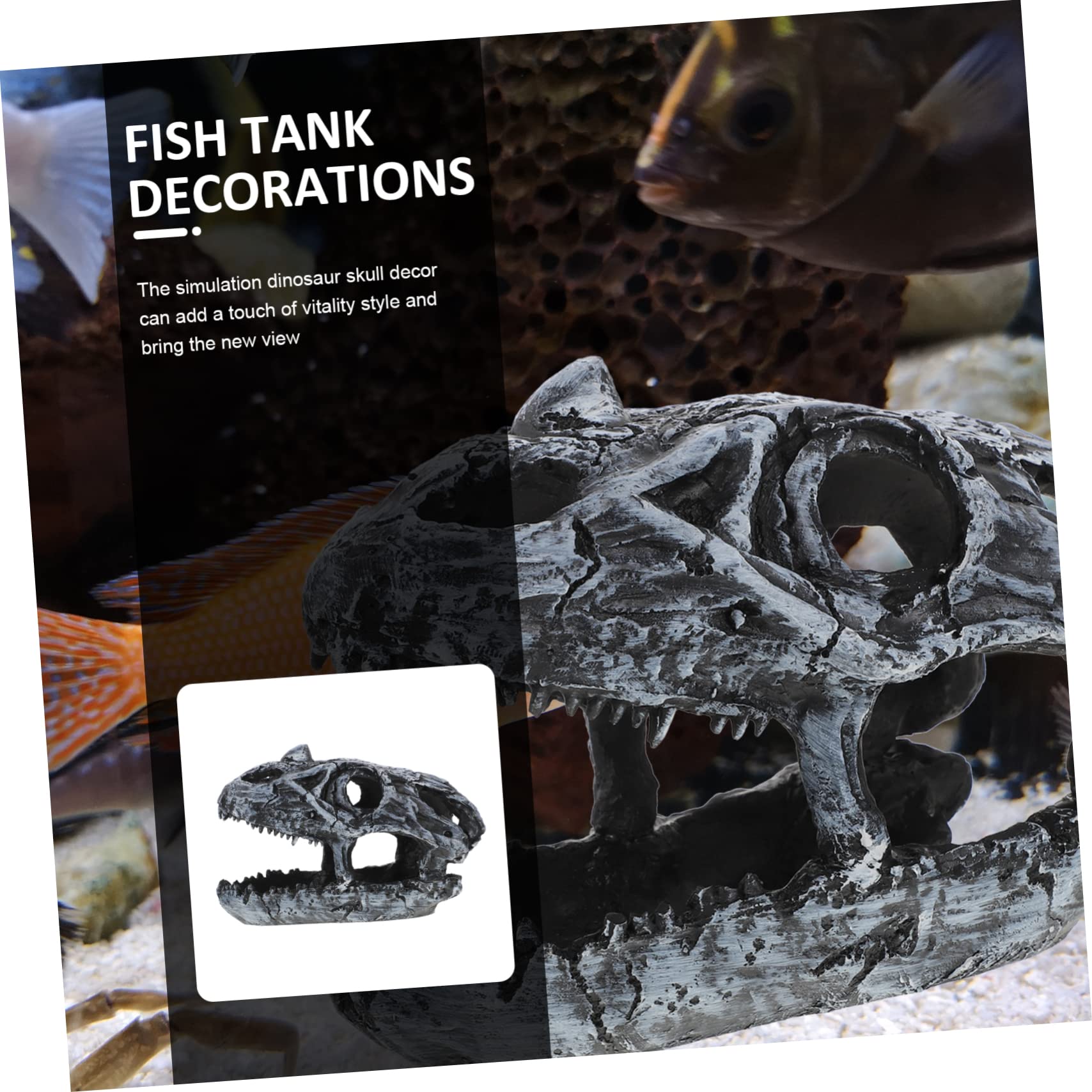 POPETPOP 2 Pièces Ramper Animal de Compagnie crâne esquiver décorations d'aquarium squelettes Decoration Aquarium Ornement d'aquarium de Reptiles cachette d'aquarium Ornement d'aquarium
