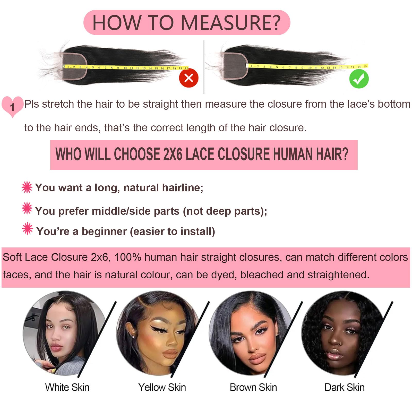 Huarisi 2x6 Transparent Lace Closure Body Wave 10 inch 100% Unprocessed Human Hair Free Part With Baby Hair Sew in Natural Hairline - Image 4