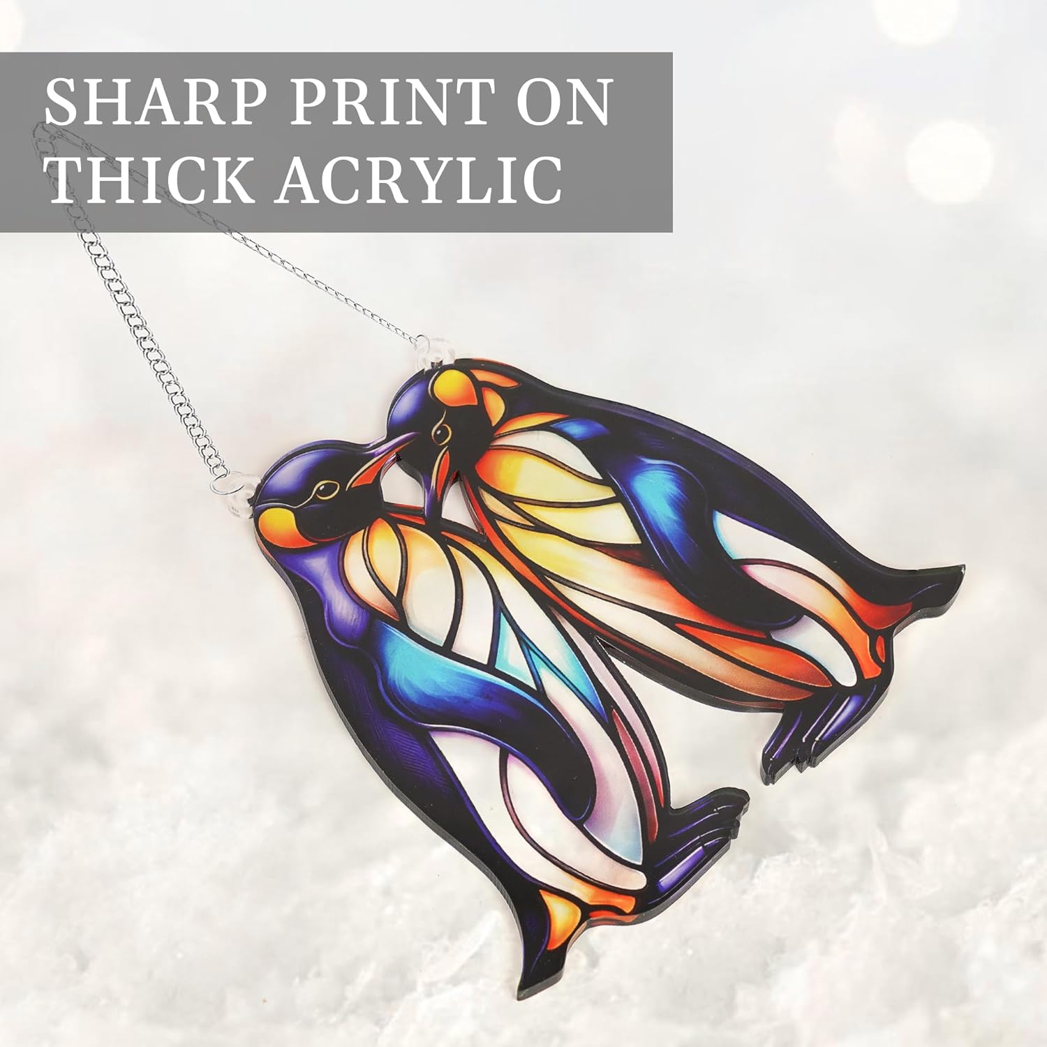 Beach Christmas Ornaments for Tree, Sea Turtle Acrylic Suncatcher Ornament with Story Card, Sea Turtle Gifts for Women, Beach Gifts for Women, Christmas Stocking Stuffers Ideas (Penguin) - Image 3