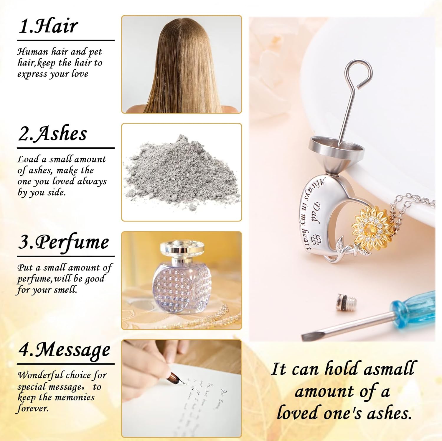 DAOCHONG 925 Sterling Silver Sunflower Cremation Jewelry Heart Urn Necklaces for Ashes for Women Memorial Human Ashes Pendant Keepsake Necklace for Ashes of Loved Ones