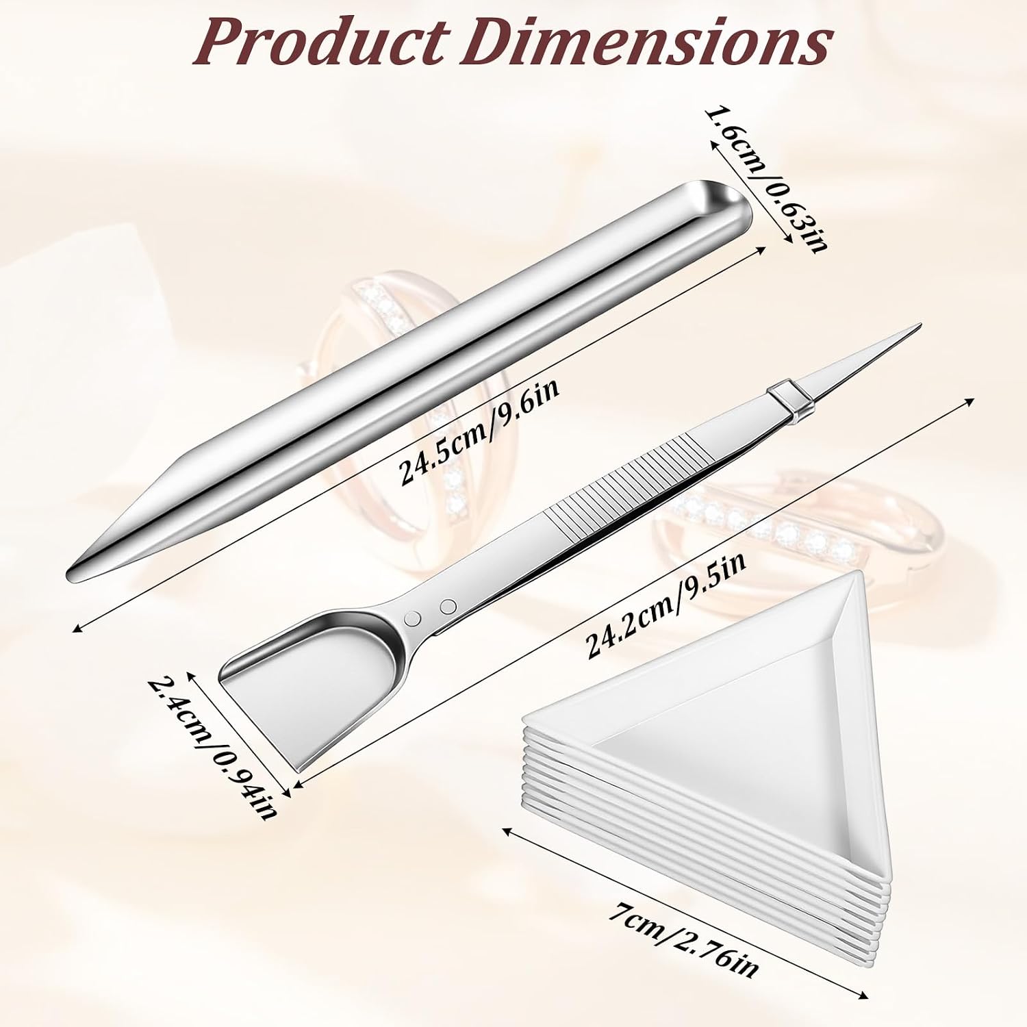 Fiyooau 12 Pcs Bead Scoop, Triangle Bead Sorting Tray Craft Tweezers with Scoop Rhinestone Scoops, Craft Jewelry Beads Diamond Scoops Set, Jewelry Shovel Pick up Beading Tools