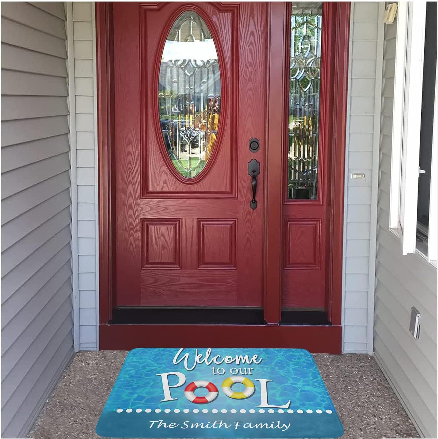 Summer Pool Doormat Welcome Mat Home Decorative Indoor Outdoor Floor Mat Rubber Non-Slip Welcome Mats 23.6X 15.7 Inch