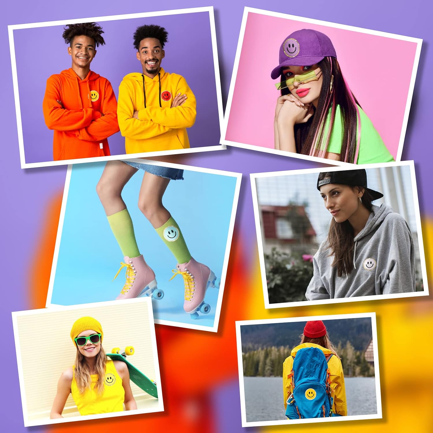 Jutom 48 Pcs Smile Face Iron on Patches Sew on Decorative Repair Patches for Clothes Hats Shirts Shoes Jeans Bags Backpacks - Image 5