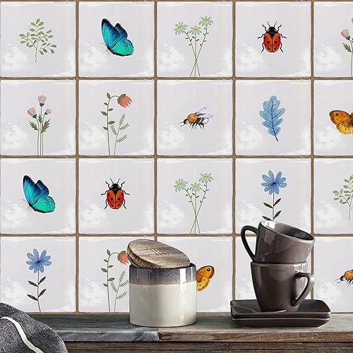 Alwayspon Vinilo adhesivo despegable y autoadhesivo, adhesivo de pared para azulejos de salpicaduras para cocina y baño, 15x15cm6x6pulgadas 10