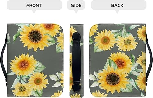 Miniatura 3 de Fundas florales para la Biblia para mujeres y niñas, funda de la Biblia de girasol, extra grande con cremallera y asa, bolsa organizadora de