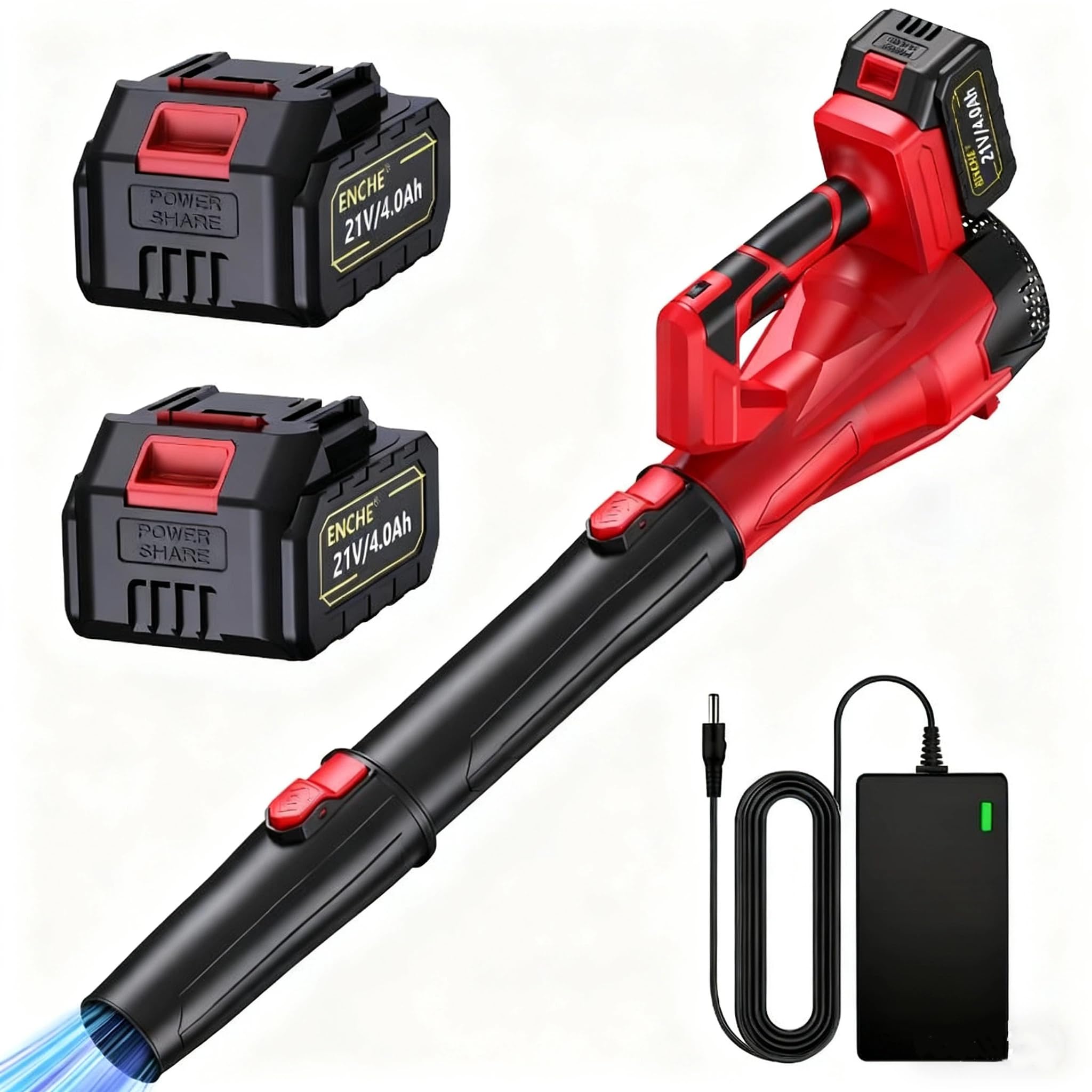 Cordless Leaf Blower, 21V Dual Batteries, 6-Speed Turbo Garden Blower