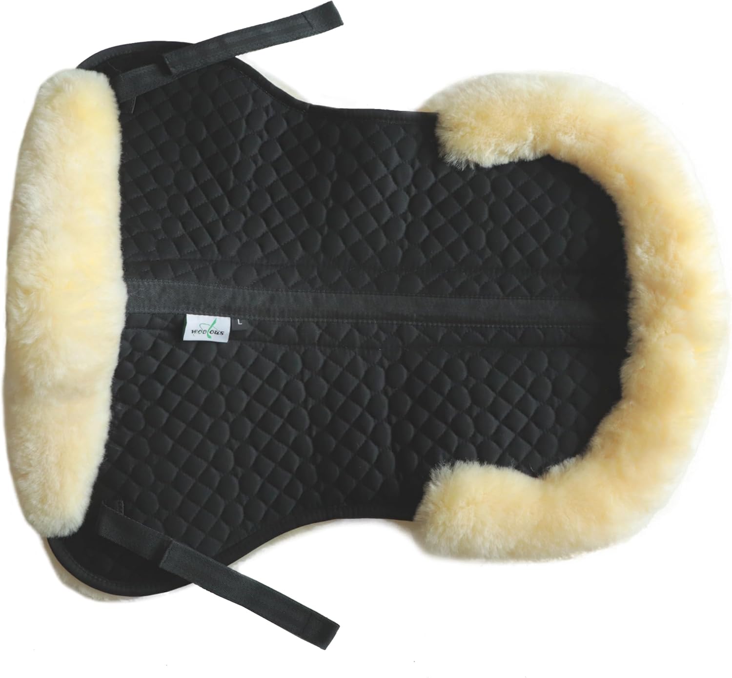Woolous Sheepskin Half Pad, Thick Lambskin Fleece Wool Lined Half Pad for English Saddle, Shock Absorbing Saddle Pad for Horse Comfort and Back Support