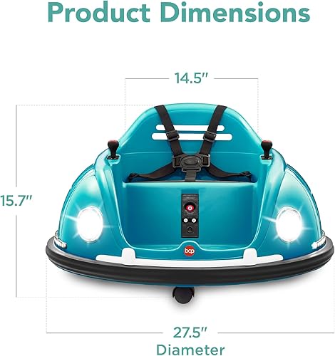 Miniatura 7 de Best Choice Products Auto de parachoques eléctrico de 6 V para niños de 15 a 6 años control remoto para padres giro de 360 grados luces sonidos
