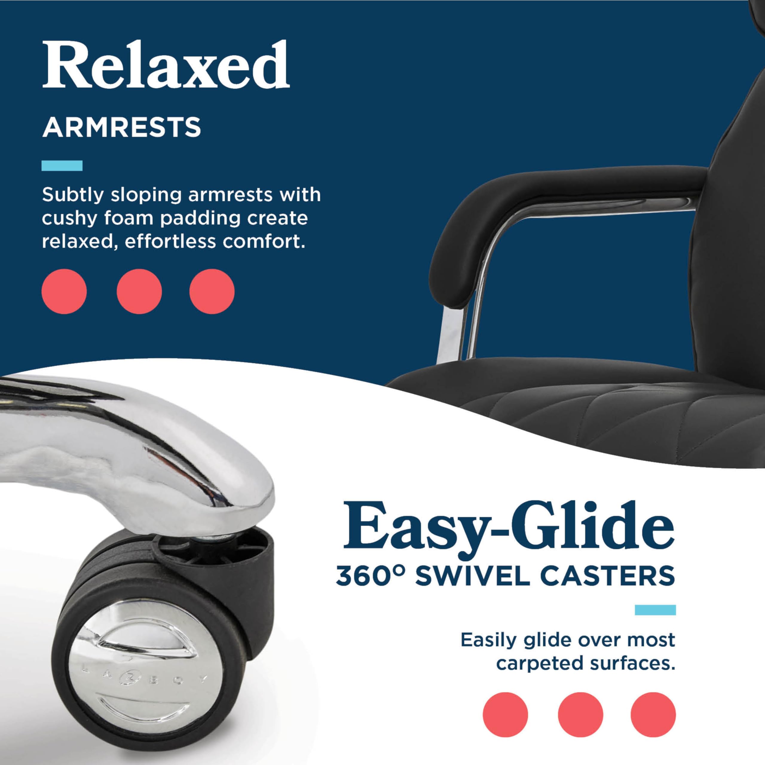 LaZBoy Sutherland Ergonomic Faux Leather Swivel Computer and Desk Chair Black CHR10048A — view 9