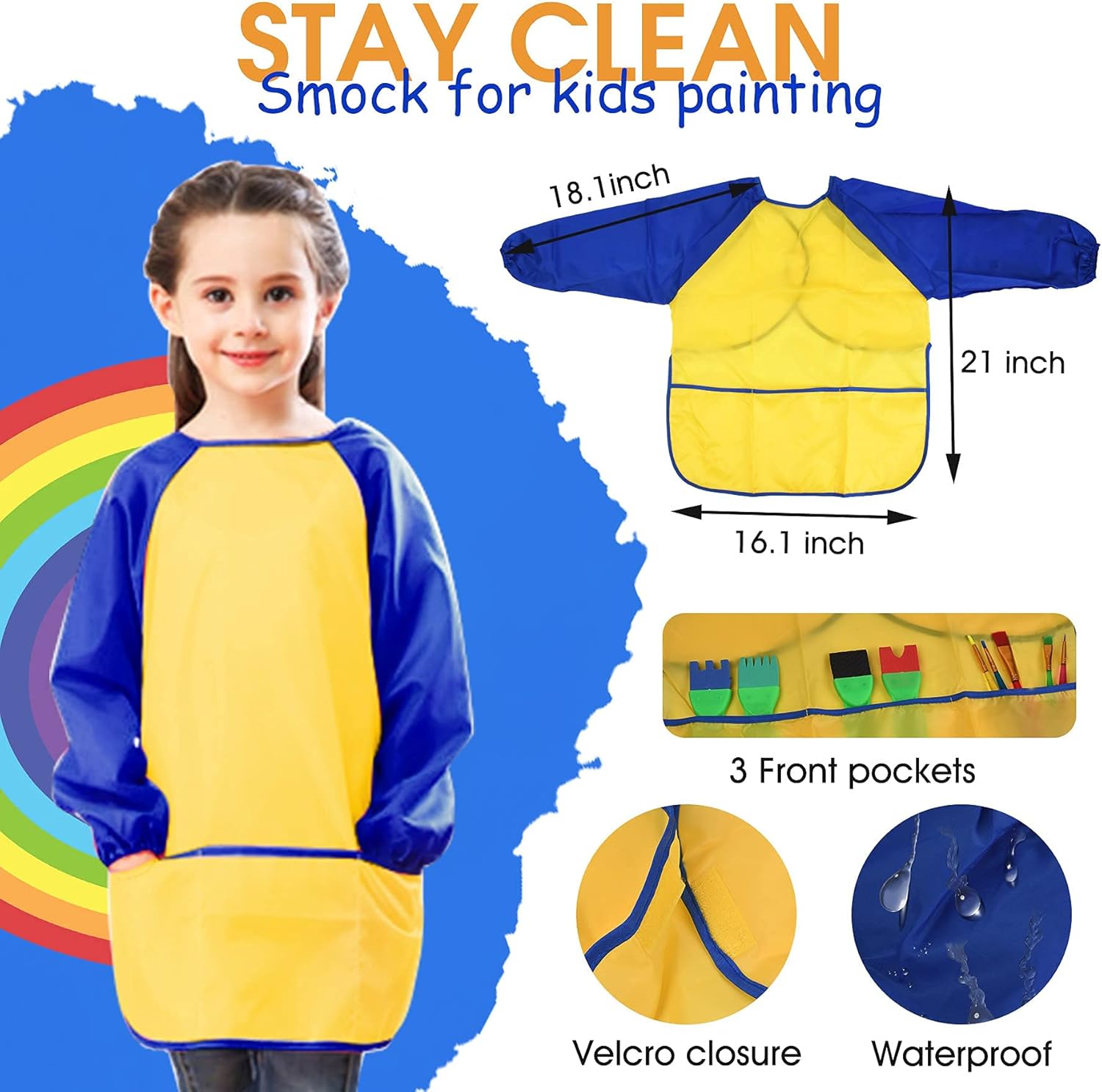 Kids Paint Set, Blablaovy 76 Pcs Washable Finger Paint Set with Assorted Painting Brushes Sponges Smock Palette Paper for Early Learning Kids Toddlers Drawing Gifts Age 3+ : Toys & Games