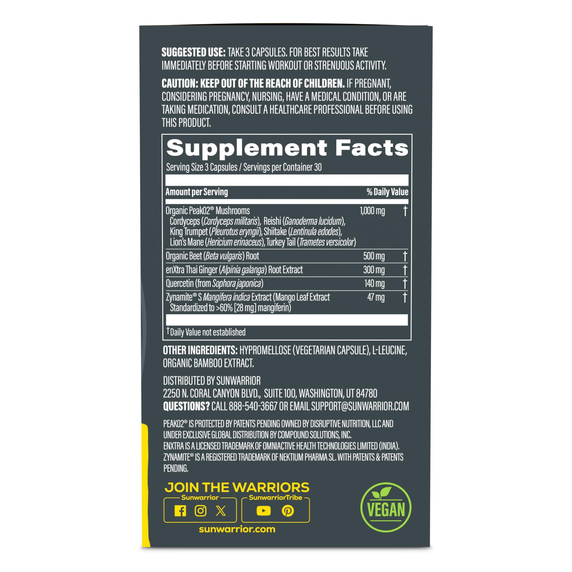 Sunwarrior Energy & Stamina Capsules, Caffeine-Free Strength Support, Mushrooms, Thai Ginger for Endurance, Power & Faster Recovery 60 Vegan Capsules — Amazon image 2