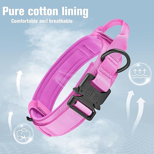Vista 23 de HYDEME Collar táctico ajustable para perro, collar de nailon de entrenamiento militar con mango de control y hebilla de metal pesado para perros