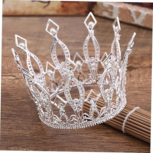 Miniatura 5 de FOMIYES 2 piezas de decoración de cristal para novia tocados de boda coronas barrocas para mujeres tiara redonda completa coronas reales para