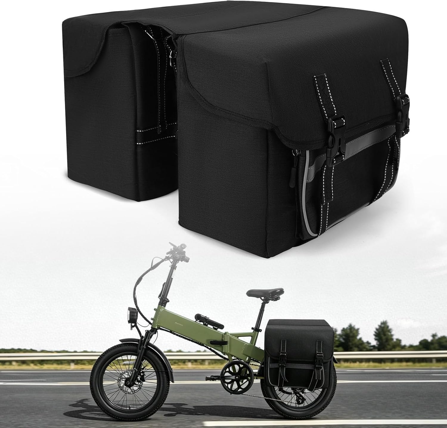 Jerbor Rear Bag Panniers for Lectric XP (1.0/2.0/3.0/4), XPremium, Xpedition (1.0/2.0), XP Trike, Large Capacity Saddle Bags Rear Rack Pannier, Waterproof Saddle Accessories for Lectric