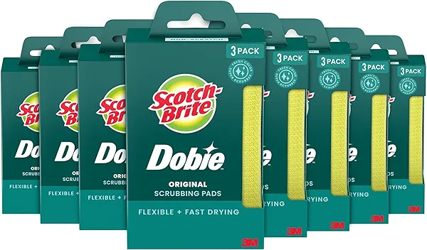 Scotch-Brite Dobie Pads, Dobie Sponge for All Purpose Cleaning of Kitchen, Bathroom, and Household, Non Scratch Dobie Cleaning Pads Safe for Non-Stick Cookware, 24 Dobie Pads