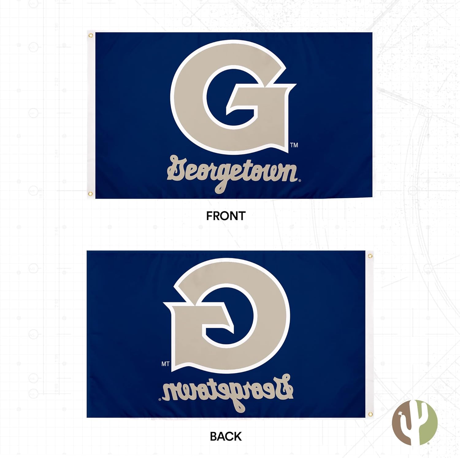 Desert Cactus Georgetown University GU Flag - 3 x 5 Feet Hoyas Banner, Indoor/Outdoor Durable Fabric, 100% Polyester Design (Style A) - Image 2