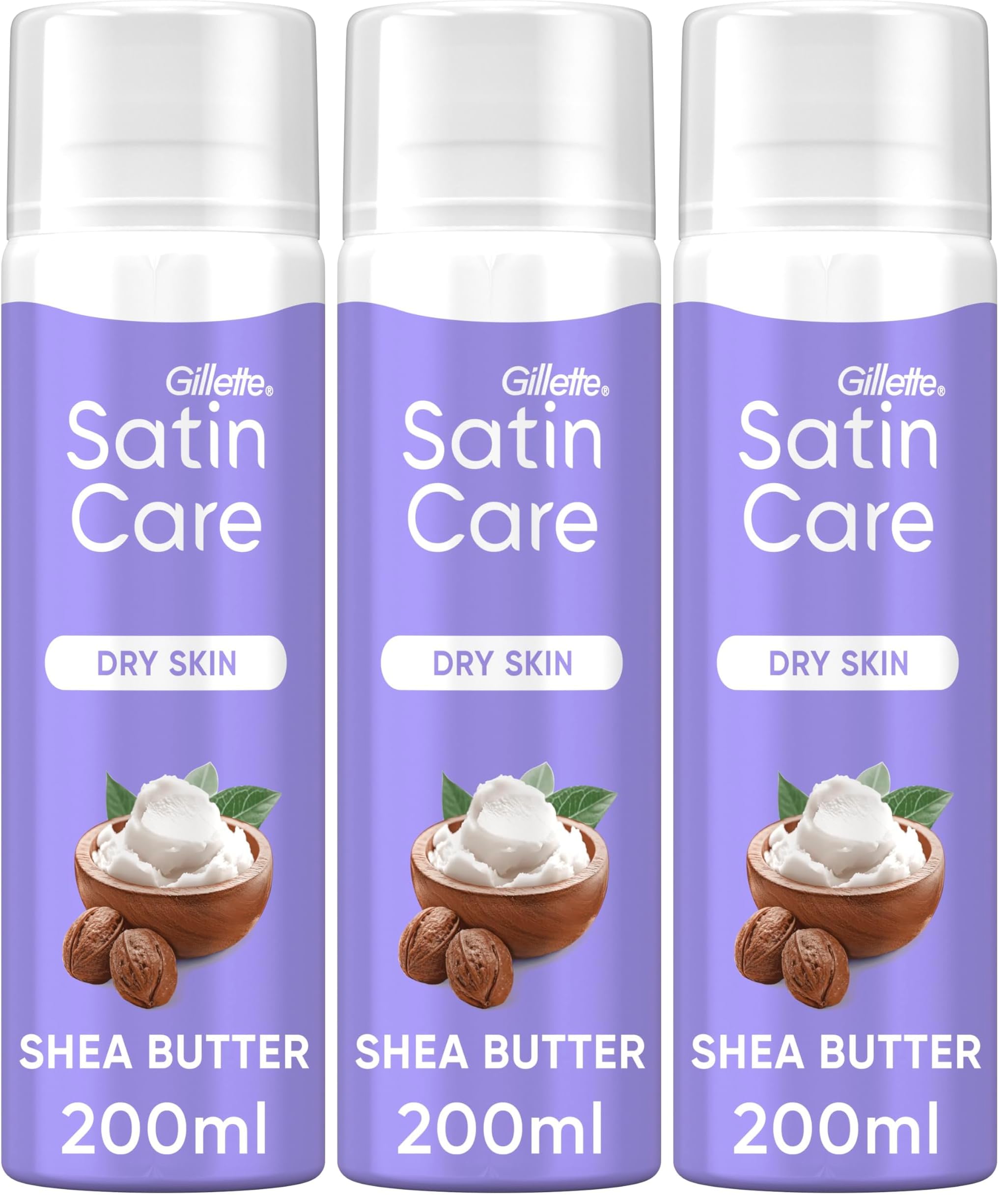 Gillette Satin Care Intimpflege Rasiergel Damen (200 ml), Gel Shea Butter Silk, Geschenk für Frauen (Packung mit 3)