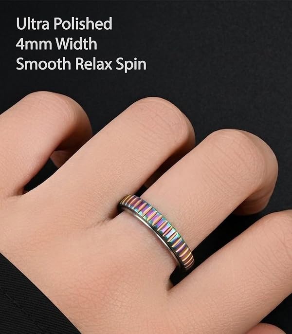 King Ring 4mm Slim Spinner Stainless Steel Fidget Ring – Multi 8 by King Ring - Used condition - Image 4