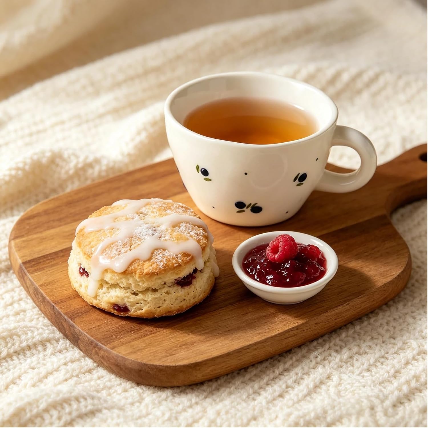 Ceramic Coffee Mug With Saucer, 8.5oz, Blueberry