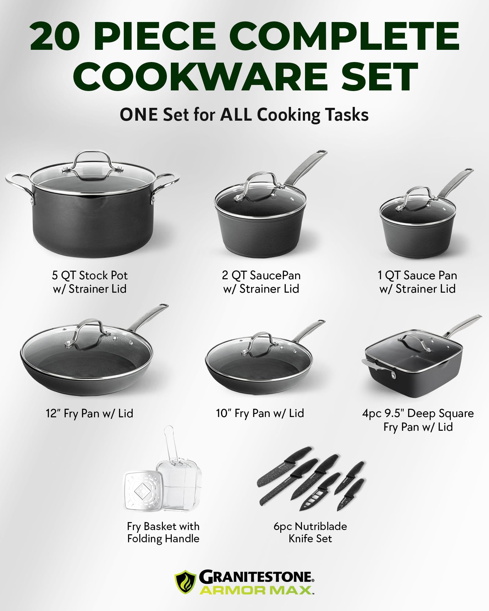 Snapklik.com : Armor Max 20 Pc Kitchen Pots And Pans Set Non Stick ...