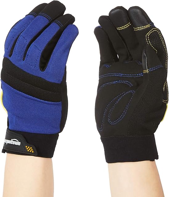 Amazon Basics Enhanced Flex Grip Work Gloves - Blue, XXL
