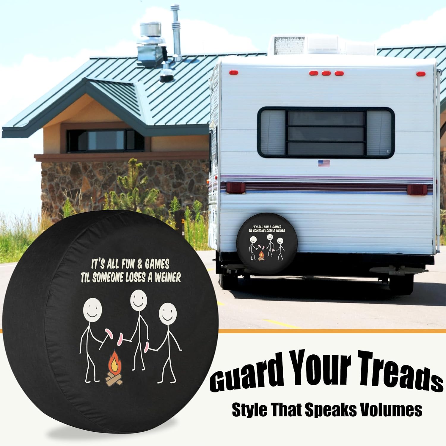 Trailer Tire Cover Stickmen Funny Protectors for Trailer RV Van SUV Truck Camper and Many Vehicles 16 Inch